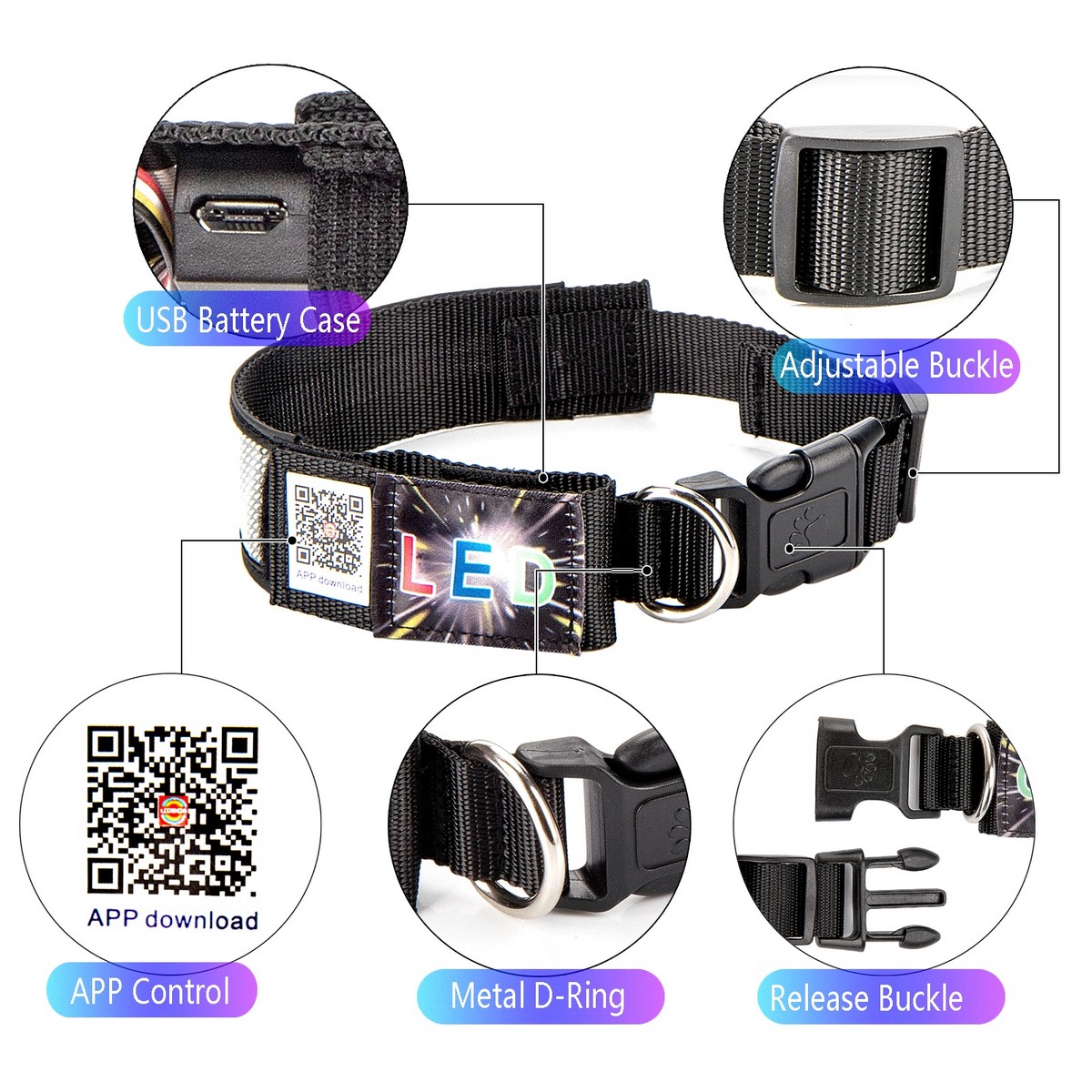 collar de perro con luz led con pantalla led